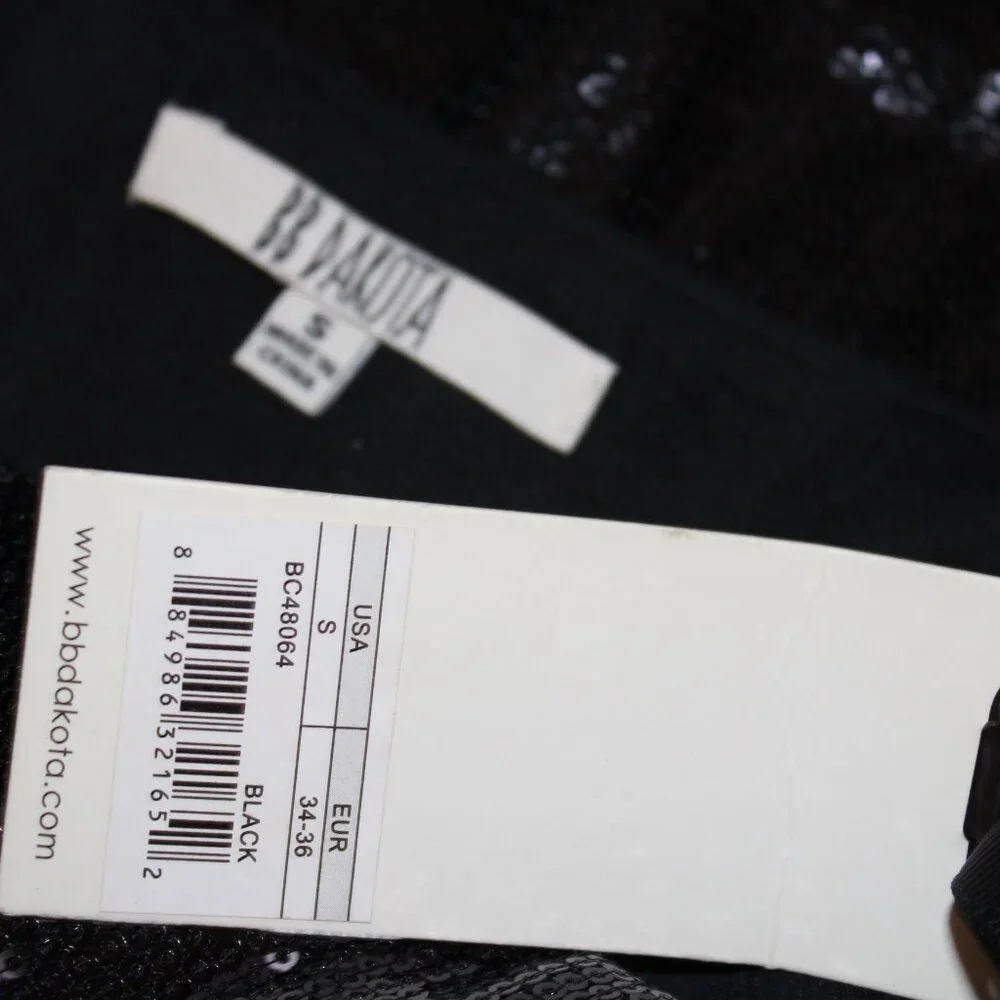 DRESS BB Dakota by Steve Madden Little Black Sequin Cocktail Size Small NWT's - Picture 15 of 15